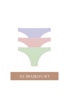 Cotvie 3 Renk Lmg Pamuklu Brazillian 3'lü Set Külot Çok Renkli Cotvie 3 Renk Lmg Pamuklu Brazillian 3'lü Set Külot Çok Renkli