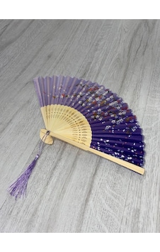 Beluga Yelpaze Bambu Vintage Mor Çiçekli Şık Püsküllü Japon Yelpaze 0341 Beluga Yelpaze Bambu Vintage Mor Çiçekli Şık Püsküllü Japon Yelpaze 0341