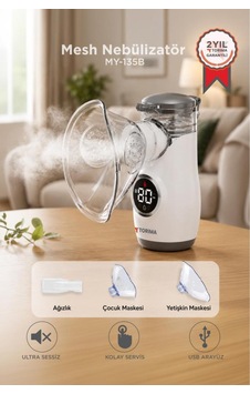 Nebulizatör Mesh Usb Şarjlı Sessiz Kademeli Dijital Ekranlı My-135b Beyaz