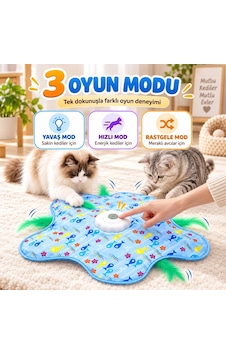 Hareketli İnteraktif Kedi Oyun Matı - Usb Şarjlı - 3 Oyun Modu Çok Renkli Hareketli İnteraktif Kedi Oyun Matı - Usb Şarjlı - 3 Oyun Modu Çok Renkli