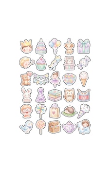 30 Adet Pastel Suluboya Doğum Günü Sticker Seti - Defter Ajanda Scrapbook İçin Çok Renkli 30 Adet Pastel Suluboya Doğum Günü Sticker Seti - Defter Ajanda Scrapbook İçin Çok Renkli