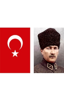 Türk Bayrağı Ve Atatürk Posteri Bayrak 100x150 Cm Türk Bayrağı Ve Atatürk Posteri Bayrak 100x150 Cm
