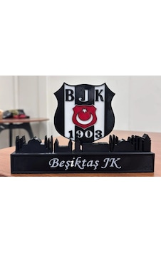 Beşiktaş Jk İstanbul Silüetli Masaüstü Standı - 3d Baskı Büyük Boy Dekoratif Taraftar Biblosu