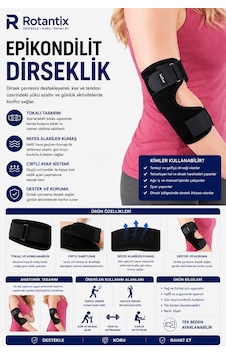 Rotantix Epikondilit Dirseklik Tenisçi Dirseği Bandı / Epikondilit Bandajı - Ayarlanabilir Siyah Rotantix Epikondilit Dirseklik Tenisçi Dirseği Bandı / Epikondilit Bandajı - Ayarlanabilir Siyah