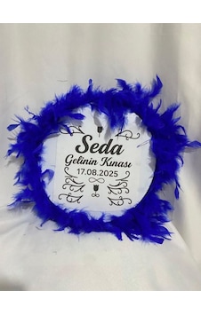 Gelin Tefi 30cm,isim Ve Tarih Yazılı Otriş Süslemeli Kına Tefi Saks Gelin Tefi 30cm,isim Ve Tarih Yazılı Otriş Süslemeli Kına Tefi Saks