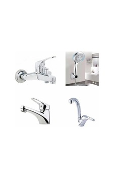 4'lü Batarya Seti Mufak Bataryası - Sabit Lavabo Bataryası - Banyo Bataryası - Duş Seti Krom 4'lü Batarya Seti Mufak Bataryası - Sabit Lavabo Bataryası - Banyo Bataryası - Duş Seti Krom