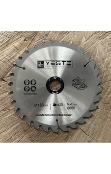 Yeste 180mm Elmas Testere Sunta Mdf Ahşap Kesme Testeresi 30 Diş Göbek 22,2mm
