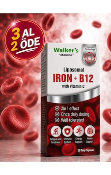 Walker's Vitamins Lipozomal B12 Demir C Vitamini Methylcobalamin Metilkobalamin Krom Pikolinat 30 Enerji Kapsül