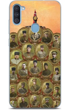 Samsung Galaxy A11-m11 Uyumlu Atatürk Ve Kurtuluş Savaşı Komutanları Baskılı Silikon Kılıf Renkli