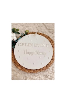 Gelin Evine Hoşgeldiniz Gümüş Pleksi Kapı Süsü