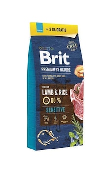 Brit Premium By Nature Sensitive Kuzu Etli Ve Pirinçli Yetişkin Köpek Maması 15 Kg + 3 Kg Hediyeli