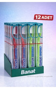 Banat Compact Kutulu Diş Fırçası 12 Adet Orta Sert Standlı Ekonomik Paket Banat Compact Kutulu Diş Fırçası 12 Adet Orta Sert Standlı Ekonomik Paket