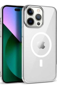 Apple Uyumlu iPhone 14 Pro Kılıf Zore Wireless Şarj Özellikli Pixel M-safe Kapak Gümüş