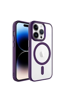Apple iPhone Uyumlu 14 Pro Kılıf Wireless Şarj Özellikli Zore Krom M-safe Silikon Kapak Derin Mor Apple iPhone Uyumlu 14 Pro Kılıf Wireless Şarj Özellikli Zore Krom M-safe Silikon Kapak Derin Mor