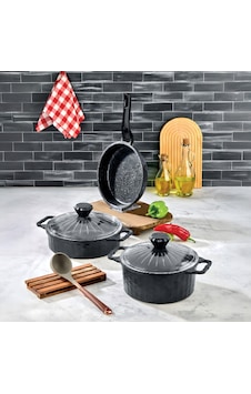 Polochef Crystal Granıt Dokum Tencere Setı 5 Parca Gri