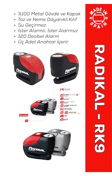 Rk9 Motosiklet Disk Kilit Alarmı 120db Güçlendirilmiş Su Geçirmez Kilit + Buff  Disk Kilidi