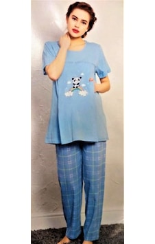 Vienetta loğusa ikili pijama takımı Mavi Vienetta loğusa ikili pijama takımı Mavi