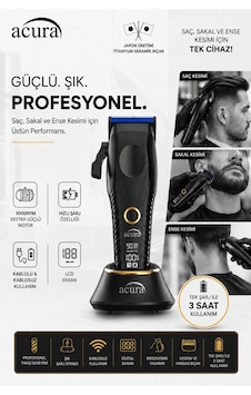 Titanyum Seramik Bıçaklı Profesyonel Saç Sakal Ense Tıraş Makinesi