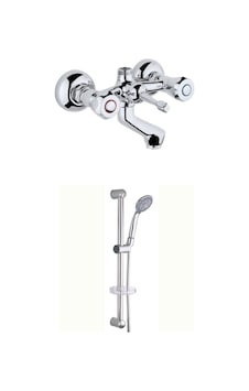 Erce Klasik Banyo Bataryası ve Sürgülü Duş Takımı Krom Erce Klasik Banyo Bataryası ve Sürgülü Duş Takımı Krom