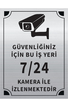 Mayeka Güvenliğiniz İçin Bu İşyeri 7 24 Kamera İle İzlenmektedir Levha Gümüş Metal Yönlendirme Mayeka Güvenliğiniz İçin Bu İşyeri 7 24 Kamera İle İzlenmektedir Levha Gümüş Metal Yönlendirme