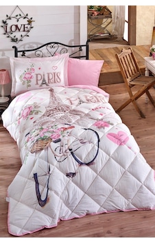 Clasy %100 Pamuk Tek Kişilik Uyku Seti Lastikli Çarşaflı Paris Love V1 Pudra Pudra Clasy %100 Pamuk Tek Kişilik Uyku Seti Lastikli Çarşaflı Paris Love V1 Pudra Pudra