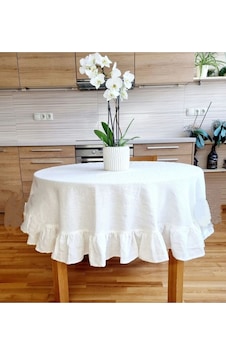 %100 Pamuk Ham Keten Yuvarlak Masa Örtüsü 140cm Capinda %100 Pamuk Ham Keten Yuvarlak Masa Örtüsü 140cm Capinda