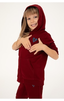 U.S. Polo Assn. Kız Çocuk Bordo Fermuarlı Basic Sweatshirt 50296390-VR014