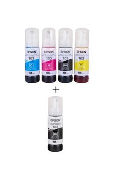 Epson Mürekkep Orj. T103 4 Lü Set +1 Siyah Renk Hediyeli Kırmızı - Mavi - Sarı - Siyah Epson Mürekkep Orj. T103 4 Lü Set +1 Siyah Renk Hediyeli Kırmızı - Mavi - Sarı - Siyah