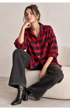 Bb Butik Basic Kadın Ekose Gömlek Oversize Oduncu Gömlek Uzun Kollu Cepli Günlük Tr0935 Kırmızı Bb Butik Basic Kadın Ekose Gömlek Oversize Oduncu Gömlek Uzun Kollu Cepli Günlük Tr0935 Kırmızı