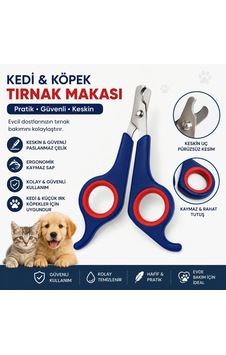 Kedi & Köpek Tırnak Makası Güvenli Kesim, Kaymaz Sap, Paslanmaz Çelik