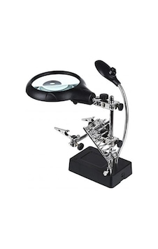 Masa Üstü Mandallı ,2.5x90mm, 7.5x34mm Mercekli ,adaptörlu Işıklı Büyüteç Gri - Siyah Masa Üstü Mandallı ,2.5x90mm, 7.5x34mm Mercekli ,adaptörlu Işıklı Büyüteç Gri - Siyah