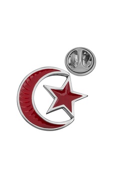 Ay Yıldız Gümüş Rozet 925 Ayar Çok Renkli