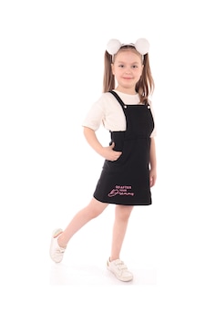 Toontoy Kids Toontoy Kız Çocuk 2li Salopetli Takım Siyah Toontoy Kids Toontoy Kız Çocuk 2li Salopetli Takım Siyah