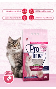 Proline Bebek Pudrası Kokulu Kalın Tane Topaklanan Kedi Kumu 10 Lt