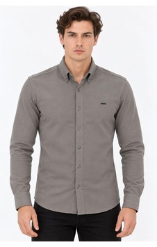 Classics Men Jet Polo Uzun Kol Slim Fit Erkek Örme Gömlek - 7778 Gri