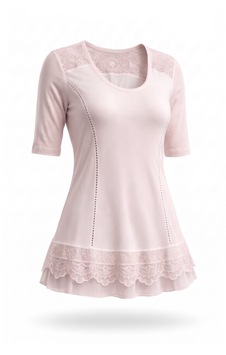 Bihhter Tunik /bluz Kısa Kollu Pudra Pembesi Pudra Pembe