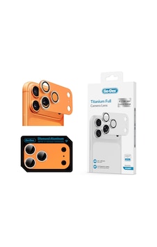 Apple Uyumlu   iPhone 17 Pro Max Go Des Fc006 Diamond Titanyum Serisi Anti Reflective Kamera Lens Koruyucu Turuncu