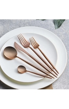 Davet 84 Parça Saturn 12 Kişilik Çatal Kaşık Bıçak Takımı Bronz