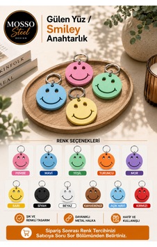 4'lü Gülen Yüz / Gülen Surat Smiley Anahtarlık Renkli Çanta Ve Anahtar Aksesuarı