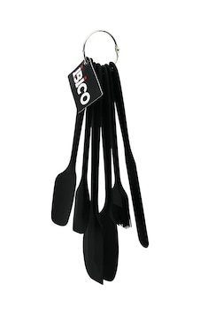 6pcs Silikon - Siyah Mutfak Seti 2 Kaşık - 3 Spatula - Yumurta Fırça Metal Asma Halkalı Çok renkli 6pcs Silikon - Siyah Mutfak Seti 2 Kaşık - 3 Spatula - Yumurta Fırça Metal Asma Halkalı Çok renkli