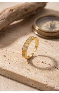 Mey İthalat Vida Ve Zirkon Taş Detaylı Gold Çelik Yüzük Çok Renkli Mey İthalat Vida Ve Zirkon Taş Detaylı Gold Çelik Yüzük Çok Renkli