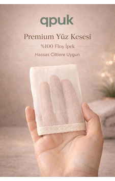 Premium Yüz Kesesi,%100 Floş İpek, Hassas Ciltler İçin, Beyaz Premium Yüz Kesesi,%100 Floş İpek, Hassas Ciltler İçin, Beyaz