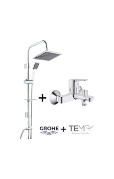 Grohe 23605000 Bauedge Banyo Bataryası Ve Tema 53260 Quadro Robot Tepe Duş Seti Krom Grohe 23605000 Bauedge Banyo Bataryası Ve Tema 53260 Quadro Robot Tepe Duş Seti Krom