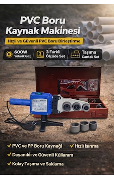 Pvc Boru Kaynak Makinesi 600w 3 Başlıklı Çantalı Set