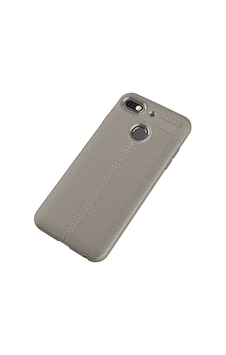 General Mobile 8 Go Kılıf Niss Deri Desenli Silikon Kılıf Gri General Mobile 8 Go Kılıf Niss Deri Desenli Silikon Kılıf Gri