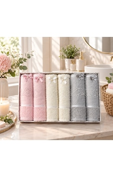 6 Lı Papirüs Güpürlü Kutulu %100 Pamuklu El Yüz Havlu Seti 50 X 90 Çok Renkli 6 Lı Papirüs Güpürlü Kutulu %100 Pamuklu El Yüz Havlu Seti 50 X 90 Çok Renkli