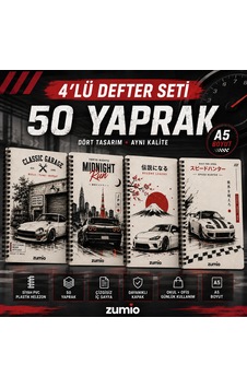 4'lü A5 Araba Temalı Çizgisiz Defter Seti 50 Yaprak Düz 4'lü A5 Araba Temalı Çizgisiz Defter Seti 50 Yaprak Düz