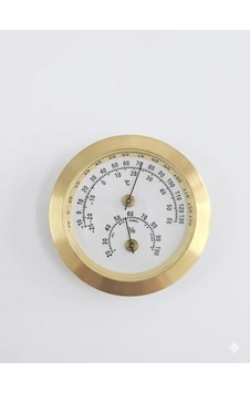 Analog Sarı Yuvarlak Isı Nem Ölçer Bimetal Termometre -25+55c / %20-100 Nem Çap:50mm