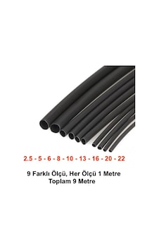 Isıyla Daralan Makaron Kablo Seti (9 Çeşit Herbiri 100 Cm ) Kablo Isıyla Daralan Makaron Kablo Seti (9 Çeşit Herbiri 100 Cm ) Kablo