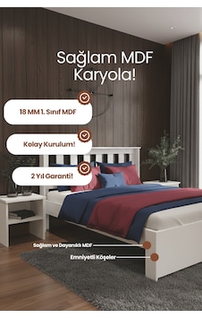 Stark Çift Kişilik Mdf Karyola Ve 2 Komodinli Set Stark Çift Kişilik Mdf Karyola Ve 2 Komodinli Set